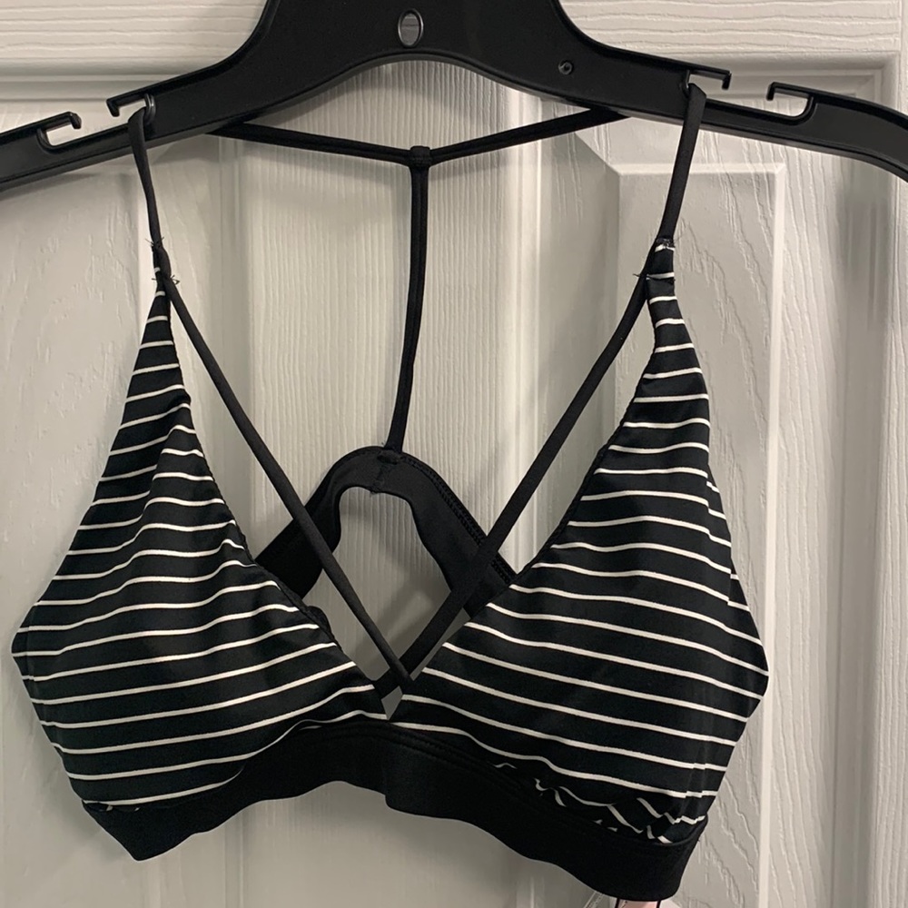 Victoria’s Secret Sport Bra, Black/White Stripes, Size M